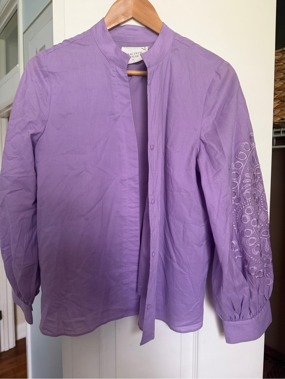 Tuckernuck’s Hyacinth House -Purple Embroidered Sleeve Button-Front Shirt